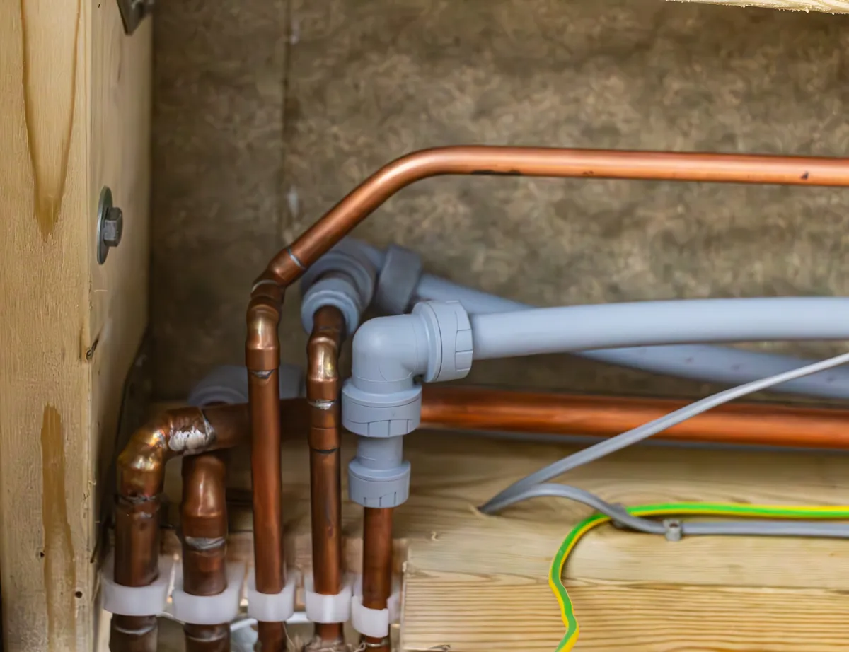 Copper pipework installed on a central heating system by JRS Group Ltd in Surrey