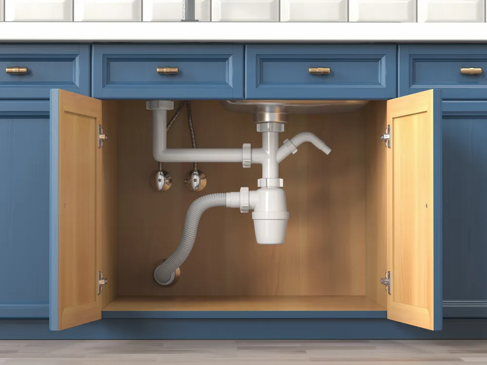 New kitchen sink waste, trap and appliance connections fitted by JRS Group Ltd